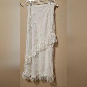 April Cornell White Lace Skirt,Sz.L